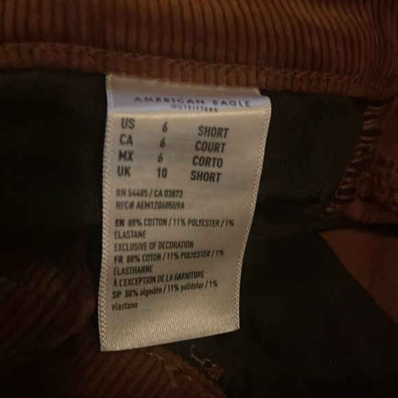AE High Rise Super Stretch Brown Corduroy Jeggings, Size 6 Short - Picture 6 of 7